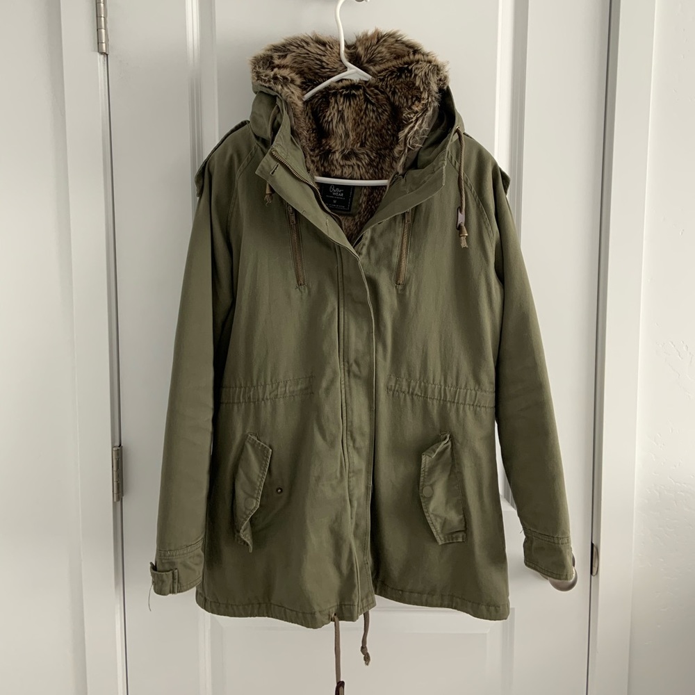 Fur Lined Green Coat